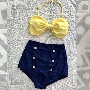 High Waist Bikini Bottom And Bow-Style Top